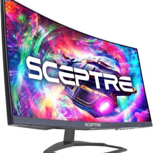 Sceptre Curved 24.5-inch Gaming Monitor up to 240Hz 1080p R1500 1ms DisplayPort x2 HDMI x2 Blue Light Shift Build-in Speakers, Machine Black 2023 (C255B-FWT240)