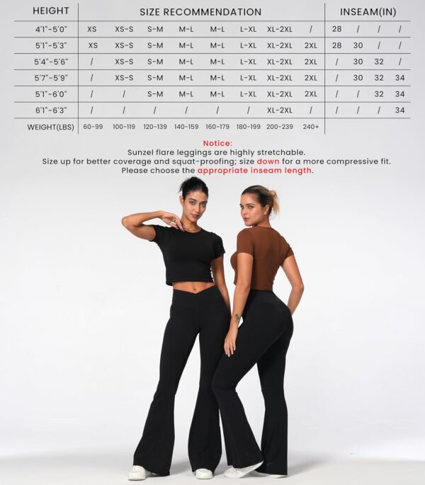 Sunzel Flare Leggings, Crossover Yoga Pants with Tummy Control, High-Waisted and Wide Leg - Image 2