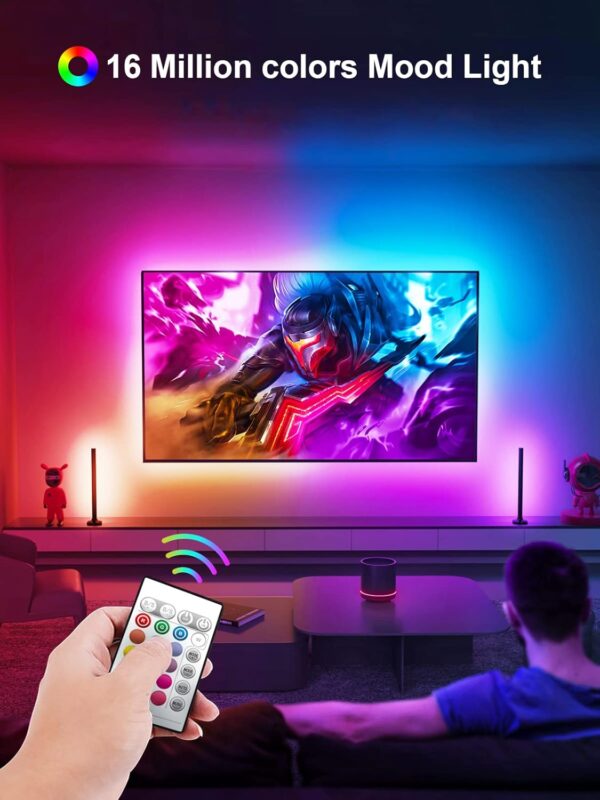 LED Lights for TV, 16.4ft TV LED Lights for 45-75 Inch, RGB TV Lights Backlight Behind, Music Sync Bluetooth APP and Remote Control TV LED Strip Lights USB Powered for Bedroom/Gaming - Image 2