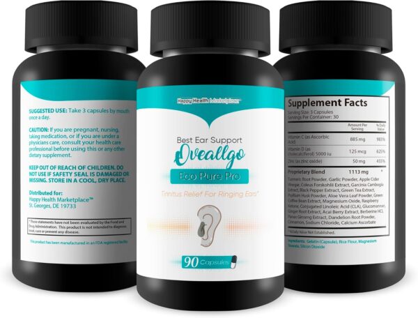 Best Ear Support Oveallgo Eco Pure Pro - Our Best Tinnitus Relief for Ringing Ears - Ear Health Tinnitus Supplements - Clear Tinnitus Pills - Help Stop Ringing in the Ears - Ringing in the Ears Relief - Image 4