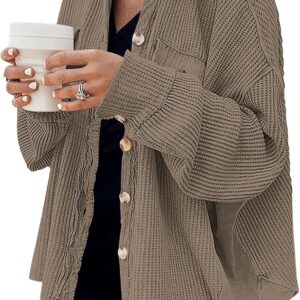 AUTOMET Womens Winter Clothes Fall Fashion Outfits 2024 Waffle Knit Clothing Oversized Button Down Shirts