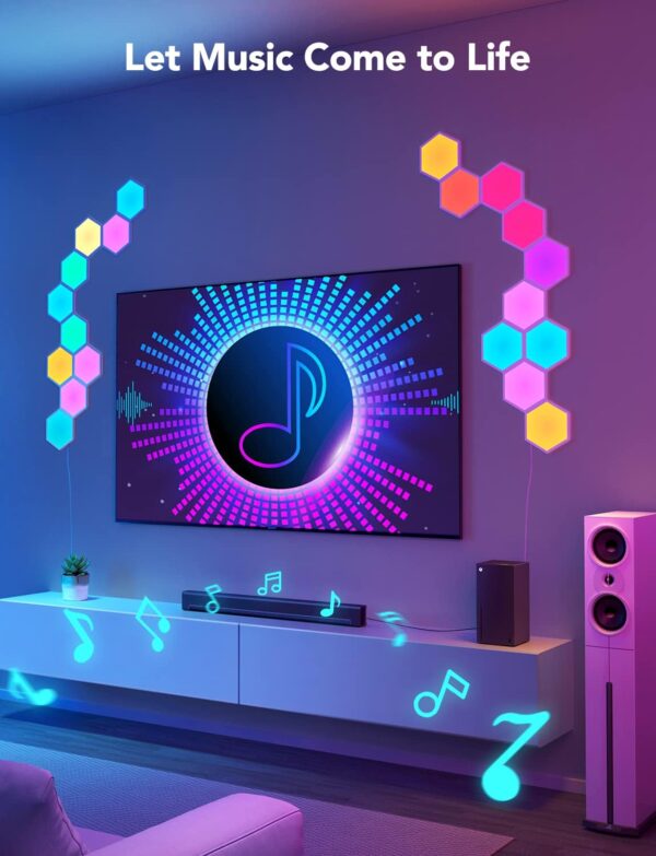 Govee Glide Hexa Light Panels, RGBIC Hexagon LED Wall Lights, Wi-Fi Smart Home Decor Creative Wall Lights with Music Sync, Works with Alexa Google Assistant for Indoor Decor, Gaming Decor, 10 Pack - Image 3