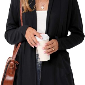 Micoson Women's Long Sleeve Open Front Cardigan Casual Loose Lightweight Cardigans with Pockets