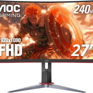 AOC C27G2Z 27" Curved Frameless Ultra-Fast Gaming Monitor, FHD 1080p, 0.5ms 240Hz, FreeSync, 2x HDMI 2.0, 1x Display Port, Height Adjustable, Xbox PS5 Switch Ready, 3-Year Zero-Bright-Dot