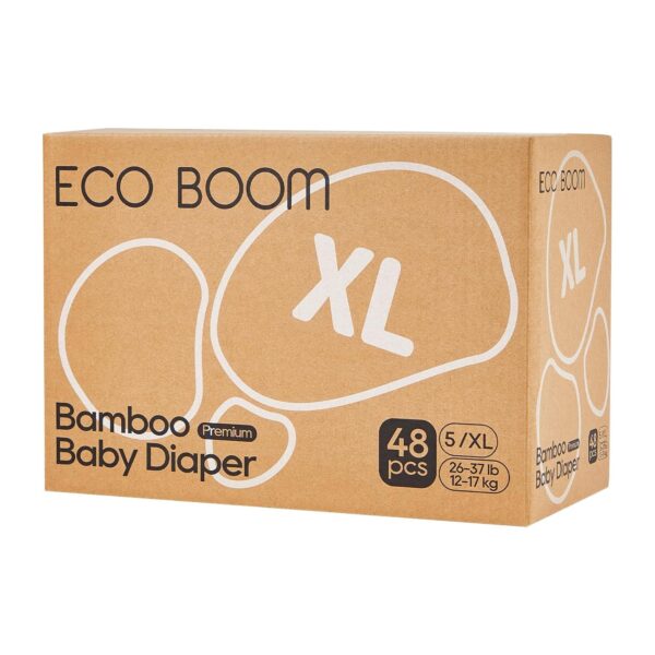 ECO BOOM Diapers, Viscose from Bamboo Diapers, Natural Soft Disposable Nappies for Infant, Size 5 Suitable for 26 to 37lb (X-Large - 48 Count)