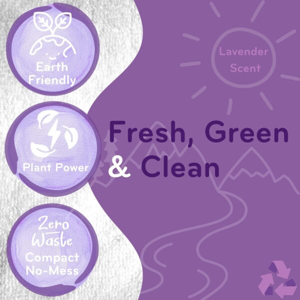 Eco-Squares laundry detergent sheets with zero waste dry soap technology for cleaning linen and clothes in regular and high efficiency top and front load washing machines, Lavender - Image 2