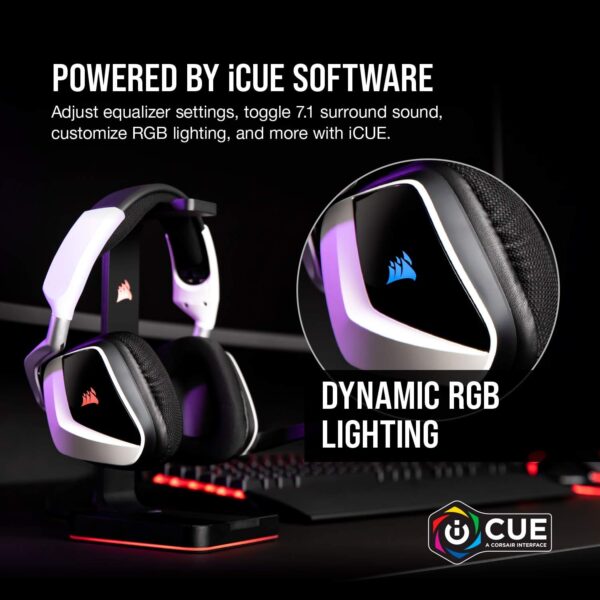 Corsair VOID RGB ELITE Wireless Gaming Headset - 7.1 Surround Sound - Discord Certified - iCUE Compatible - PC, Mac, PS5, PS4 - White - Image 7