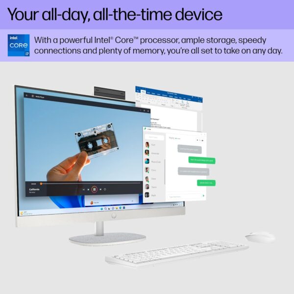 HP 27 inch All-in-One Desktop PC, FHD Display, 13th Generation Intel Core i7-1355U, 12 GB RAM, 512 GB SSD, Intel Iris Xe Graphics, Windows 11 Pro, 27-cr0082 (2023) - Image 3