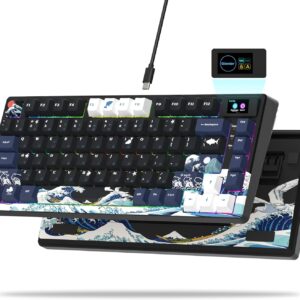 Womier S-K80 75% Keyboard with Color Multimedia Display Mechanical Gaming Keyboard, Wired Hot Swappable Keyboard, Gasket Mount RGB Custom Keyboard, Pre-lubed Stabilizer for Mac/Win, Black Kanagawa