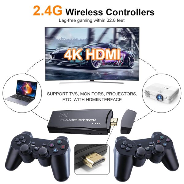 Upgraded Retro Gaming Console, Nostalgia Stick Game with 15 Built-In Emulators, Over 20,000 Games, 4K HDMI Output, 2.4GHz Wireless Controller for TV – Plug and Play - Image 4