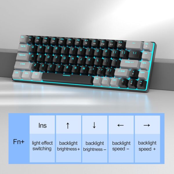 MageGee Portable 60% Mechanical Gaming Keyboard, MK-Box LED Backlit Compact 68 Keys Mini Wired Office Keyboard with Red Switch for Windows Laptop PC Mac - Black/Grey - Image 5