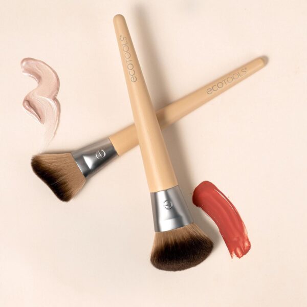 EcoTools Blush + Highlight Brush Duo, Makeup Brushes For Liquid, Cream, & Powder Highlight & Blush, Enhance Natural Skin, Eco-Friendly Makeup Brush Set, Synthetic Bristles, 2 Piece Set - Image 8
