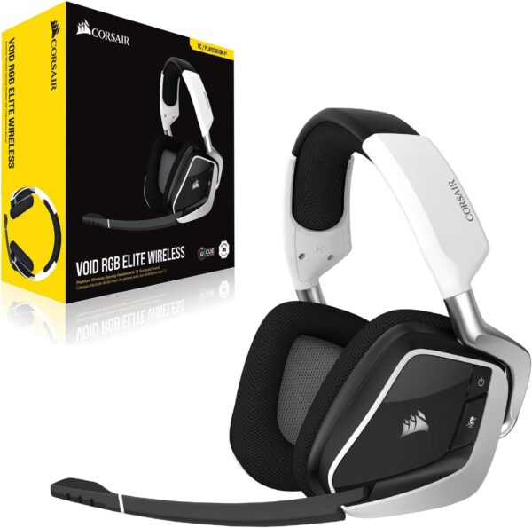 Corsair VOID RGB ELITE Wireless Gaming Headset - 7.1 Surround Sound - Discord Certified - iCUE Compatible - PC, Mac, PS5, PS4 - White - Image 8