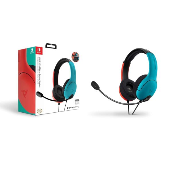 PDP Gaming LVL40 Airlite Stereo Headset for Nintendo Switch/Lite/OLED - Wired Power Noise Cancelling Microphone, Lightweight Soft Comfort On Ear Headphones (Mario Neon - Red & Blue) - Image 8