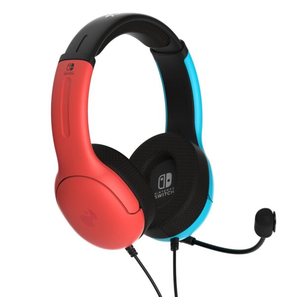 PDP Gaming LVL40 Airlite Stereo Headset for Nintendo Switch/Lite/OLED - Wired Power Noise Cancelling Microphone, Lightweight Soft Comfort On Ear Headphones (Mario Neon - Red & Blue) - Image 12