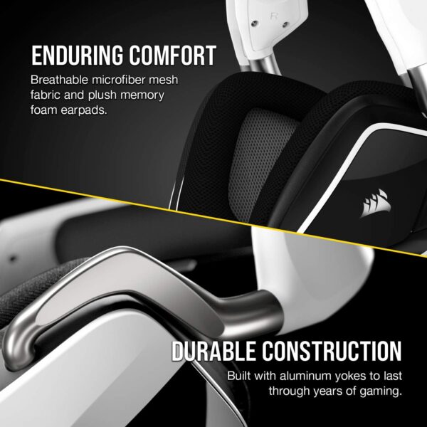 Corsair VOID RGB ELITE Wireless Gaming Headset - 7.1 Surround Sound - Discord Certified - iCUE Compatible - PC, Mac, PS5, PS4 - White - Image 4