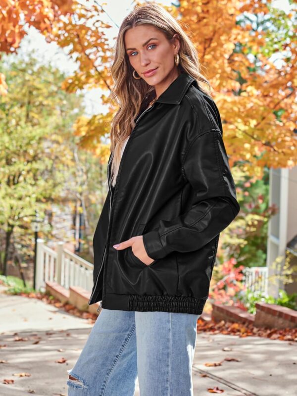 AUTOMET Womens Oversized Leather Jackets Faux Suede Fall Fashion Motorcycle Coats Winter Outfits Clothes 2024 - Image 3