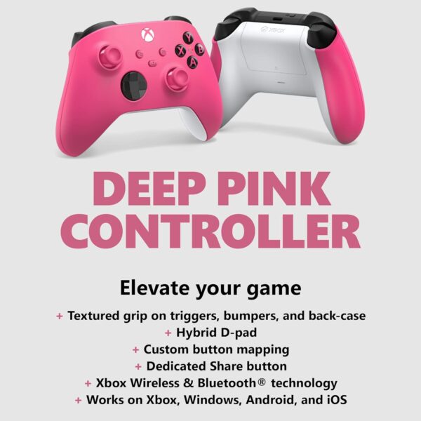 Xbox Core Wireless Gaming Controller – Deep Pink – Xbox Series X|S, Xbox One, Windows PC, Android, and iOS - Image 2