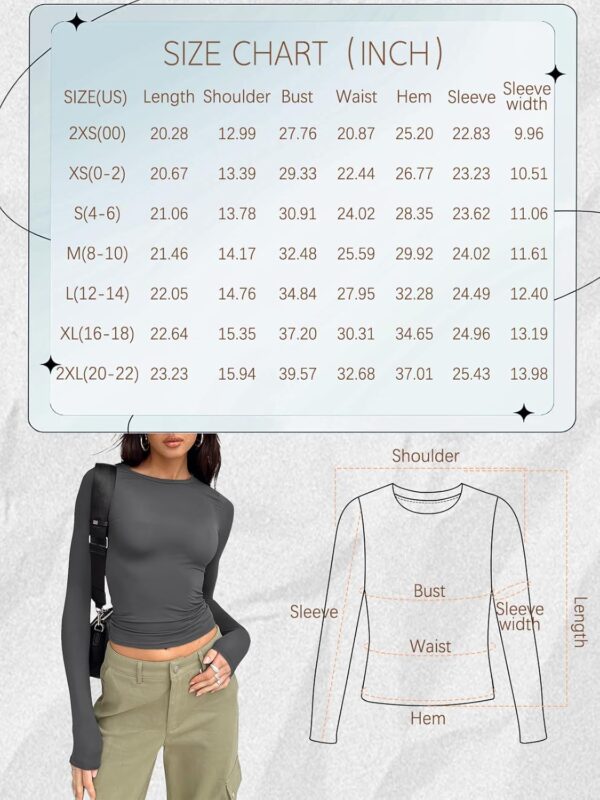 Trendy Queen Womens Long Sleeve Shirts Basic Crop Tops Tight Slim Fit Cute Teen Girls Fall Winter Y2k Clothes - Image 6