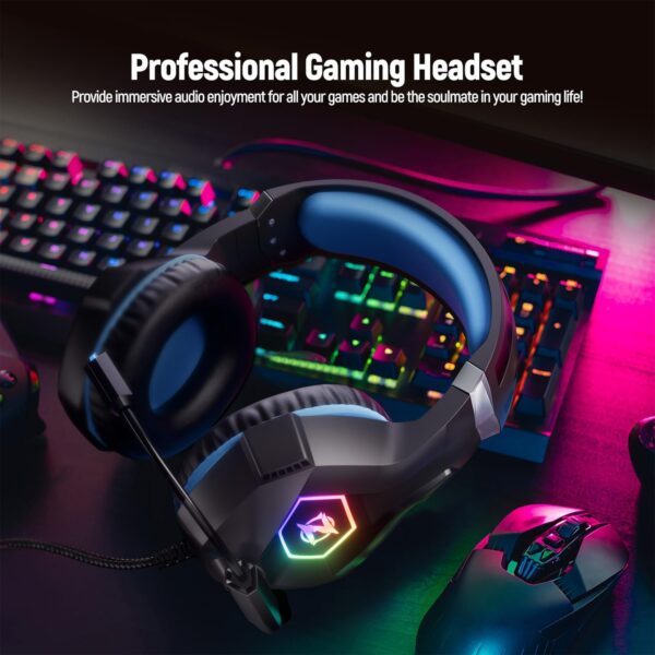 Gaming Headset for PC, Ps4, Ps5, Xbox Headset with 7.1 Surround Sound, Gaming Headphones with Noise Cancelling Mic RGB Light Over Ear Headphones for Xbox Series X/S, Switch-Blue - Image 7