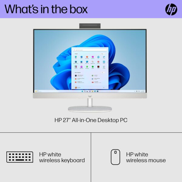 HP 27 inch All-in-One Desktop PC, FHD Display, 13th Generation Intel Core i7-1355U, 12 GB RAM, 512 GB SSD, Intel Iris Xe Graphics, Windows 11 Pro, 27-cr0082 (2023) - Image 8