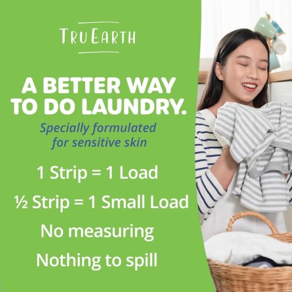 Tru Earth Compact Dry Laundry Detergent Sheets (Made in Canada), Unscented - Up to 64 Loads (32 Sheets) - Paraben-Free - Original Eco-Strip Liquidless Laundry Detergent, Travel Laundry Sheets - Image 6