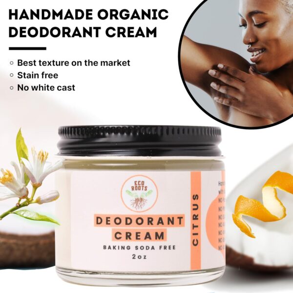 ECO ROOTS Natural Deodorant for Women & Men | Organic Deodorant Cream Non Aluminum | Baking Soda Free Healthy Deoderant for Body & Private Parts | All Vegan Pit Paste Zero Sweat | Citrus Scent - Image 4