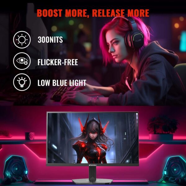 SANSUI 24 Inch Gaming Monitor 180Hz 1Ms FreeSync HDR 110% sRGB FHD 1080P Computer Monitor HDMI DP Ports Eye Care Frameless VESA Mount Cable Management(ES-G24F4L DP Cable Included) - Image 6