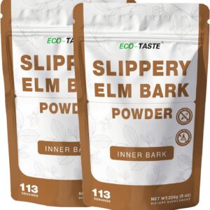 Slippery Elm Powder for Gut-Health, Pure Inner Slippery Bark Powder 2000mg per Serving, Vegetarian - Pack of 2