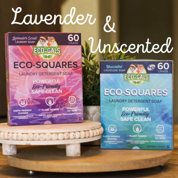 Eco-Squares laundry detergent sheets with zero waste dry soap technology for cleaning linen and clothes in regular and high efficiency top and front load washing machines, Lavender - Image 6