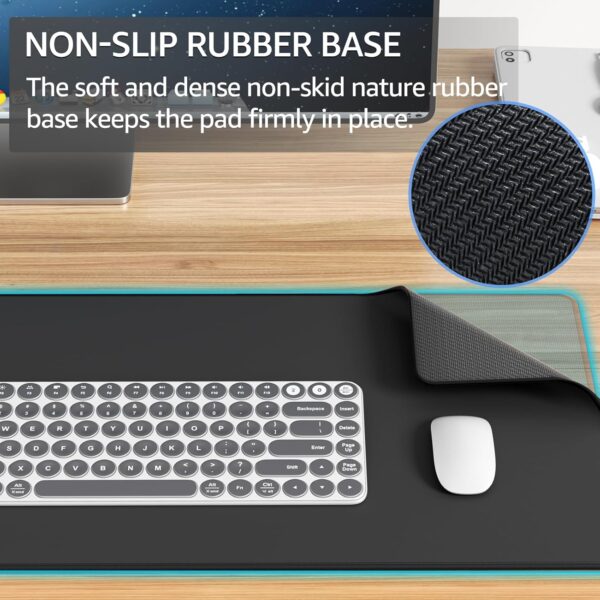 KTRIO Large Gaming Mouse Pad with Superior Micro-Weave Cloth, Extended Desk Mousepad with Stitched Edges, Non-Slip Base, Water Resist Keyboard Pad for Gamer, Office & Home, 31.5 x 11.8 in, Black - Image 4