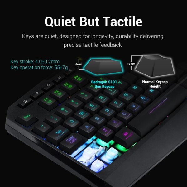 Redragon S101 Gaming Keyboard, M601 Mouse, RGB Backlit Gaming Keyboard, Programmable Backlit Gaming Mouse, Value Combo Set [New Version] - Image 3