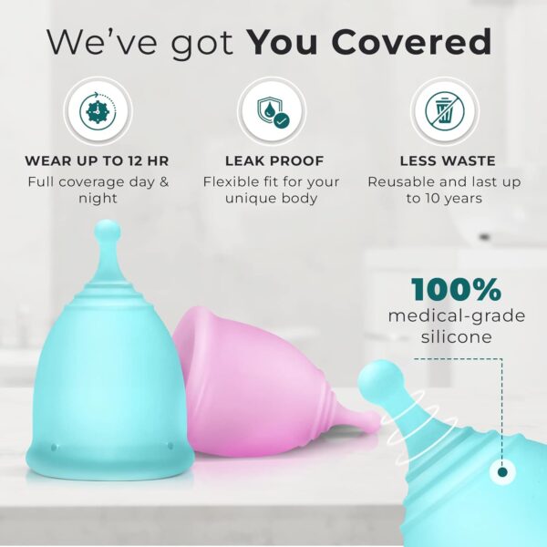 Ecoblossom Menstrual Cup Sterilizer - Modern Menstrual Cup Cleaner Unscented Sanitizer - 2-Minute Automatic Steam Wash - Holder Fits Small Soft & Large Period Disc (Steamer + Cups) - Image 5