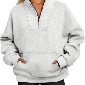 Trendy Queen Sweatshirts Half Zip Pullover Quarter Zip Oversized Hoodies Sweaters Comfy Fall Outfits 2024 Y2K Winter Clothes