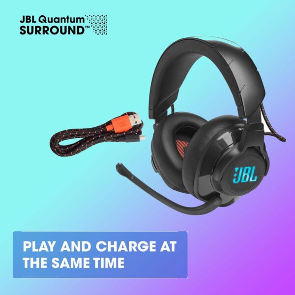 JBL Quantum 610 Wireless - Wireless Over-Ear Gaming Headset, QuantumSURROUND, 2.4GHz Wireless, 40 Hours of Wireless Battery Life, Game-Chat dial, flip-up Boom Microphone (Black) - Image 5