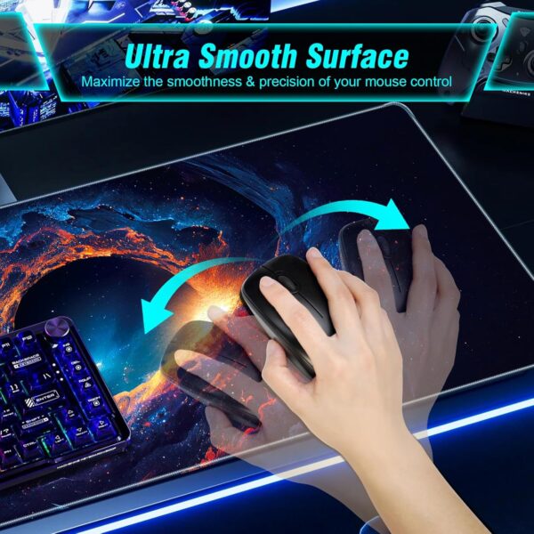 Large Gaming Mouse Pad, Technological Nebula Style Professional Gaming Mousepad, Non-Slip Waterproof Rubber Base Mouse Pad for Gaming & Office & Home, 31.5 x 11.8inch Full Desk Mouse Pad - Image 2