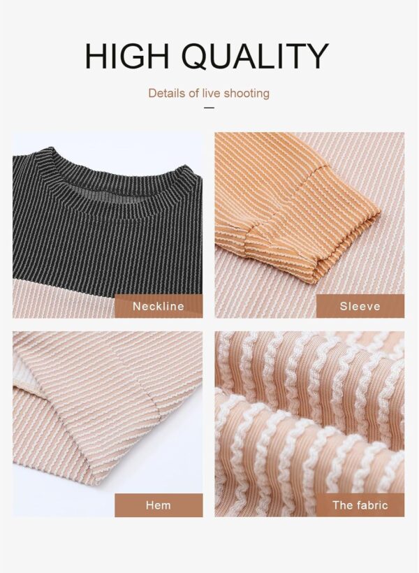 Dokotoo Womens Fashion 2024 Color Block Long Sleeve Crewneck Knitted Casual Loose Pullover Shirts Tops - Image 7