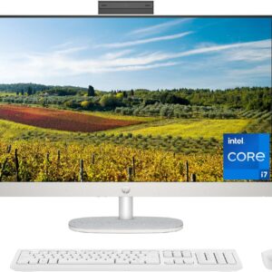 HP 27 inch All-in-One Desktop PC, FHD Display, 13th Generation Intel Core i7-1355U, 12 GB RAM, 512 GB SSD, Intel Iris Xe Graphics, Windows 11 Pro, 27-cr0082 (2023)