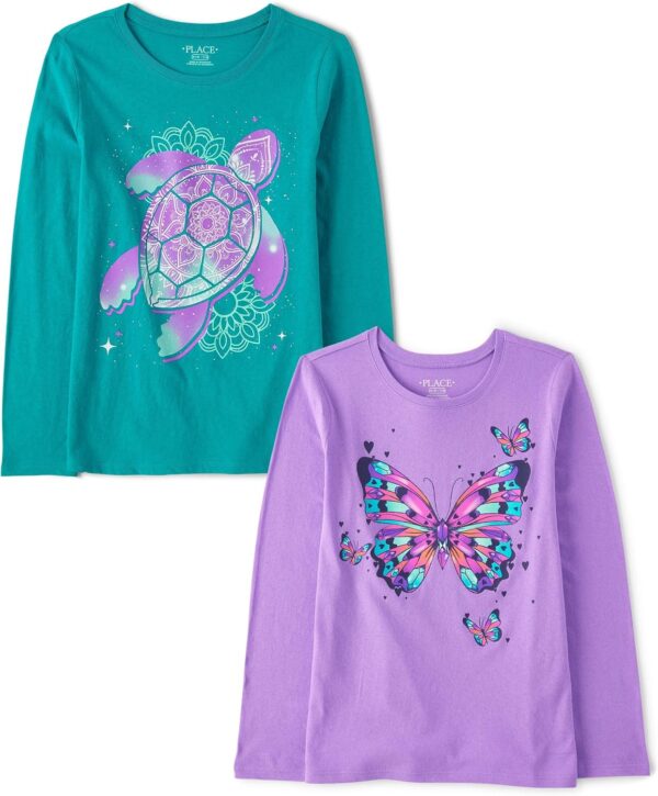 The Children's Place Girls' Dino Long Sleeve Graphic T-Shirts