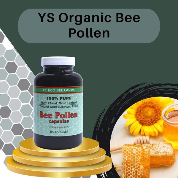 Y.S. Eco Bee Farms 100% Pure, Wild Crafted Bee Pollen Capsules - Organic Bee Pollen Vitamin Supplements Amino Acids, Organic Protein, Vitamin C, Vitamin B12 Gluten Free - 200ct with Bonus Key Chain - Image 3