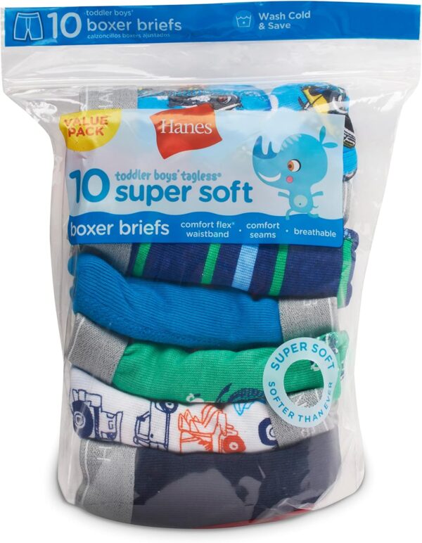 Hanes Boys' and Toddler Underwear, Comfort Flex and Comfortsoft Boxer Briefs, Multiple Packs Available pack of 10 - Image 4