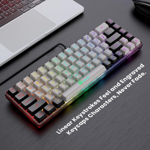 65% Gaming Keyboard, Wired Backlit Mini Keyboard, Ultra-Compact Anti-Ghosting No-Conflict 68 Keys Membrane Gaming Wired Keyboard for PC Laptop Mac Gamer - Image 2