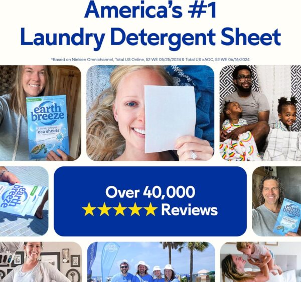 Earth Breeze Laundry Detergent Sheets Fresh Scent - 60 Loads No Plastic Jug Concentrated Laundry Detergent 30 Sheets - Image 7