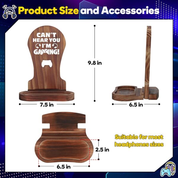 Slothoem-Gamer Gifts for Teenage Boy, Gamer Room Decor for Man, Best Gifts for Son, Boyfriend, Husband, Gaming Accessories, Wooden Gaming Headset Stand for Gaming Desktop- Can't Hear You I'm Gaming - Image 2