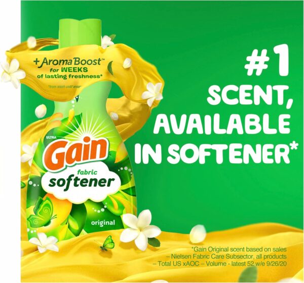 Gain Fabric Softener, Original Scent, 140 fl oz, 190 Loads, HE Compatible, Packaging may vary - Image 3