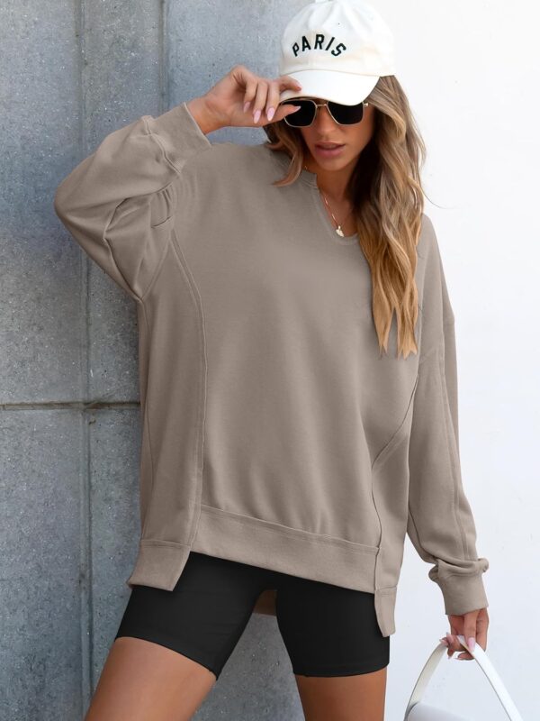 ANRABESS Womens Oversized Sweatshirt V Neck Long Sleeve Tunic Lightweight Pullover 2024 Winter Casual Tops Teen Girl Outfits - Image 6