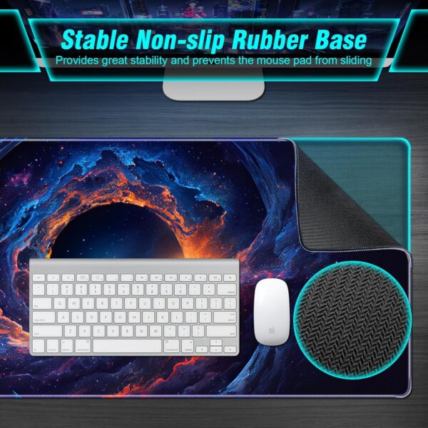 Large Gaming Mouse Pad, Technological Nebula Style Professional Gaming Mousepad, Non-Slip Waterproof Rubber Base Mouse Pad for Gaming & Office & Home, 31.5 x 11.8inch Full Desk Mouse Pad - Image 3