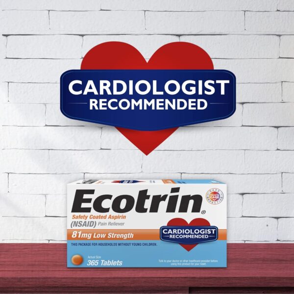 Ecotrin Low Strength Aspirin, 81mg Low Strength, 365 Safety Coated Tablets - Image 2