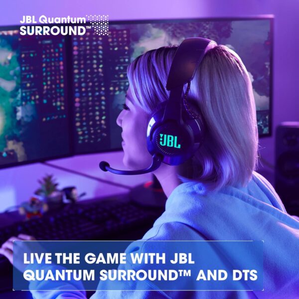 JBL Quantum 610 Wireless - Wireless Over-Ear Gaming Headset, QuantumSURROUND, 2.4GHz Wireless, 40 Hours of Wireless Battery Life, Game-Chat dial, flip-up Boom Microphone (Black) - Image 4