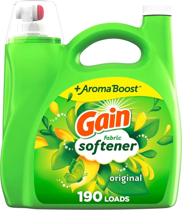 Gain Fabric Softener, Original Scent, 140 fl oz, 190 Loads, HE Compatible, Packaging may vary